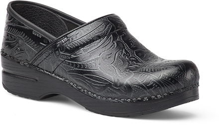 dansko black floral tooled