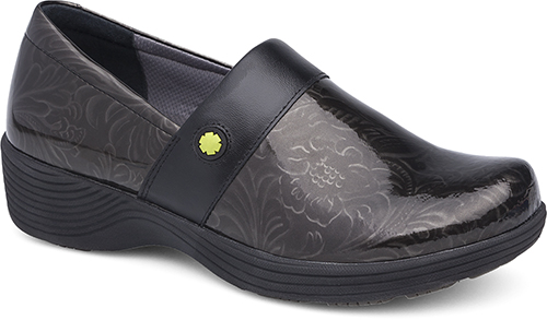 The Dansko Grey Tooled Patent from the Camellia collection.